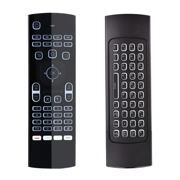 MX3 2.4GHz 飛行空中滑鼠 LED 背光無線鍵盤遙控器，具陀螺儀，適用於 Android TV Box / PC