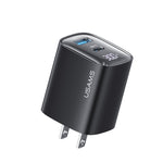 USAMS CC230 30W USB+USB-C / Type-C 雙埠 GaN 數字顯示充電器，規格：美規插頭，CC230