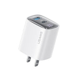 USAMS CC230 30W USB+USB-C / Type-C 雙埠 GaN 數字顯示充電器，規格：美規插頭，CC230