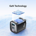 USAMS CC230 30W USB+USB-C / Type-C 雙埠 GaN 數字顯示充電器，規格：美規插頭，CC230