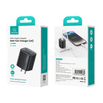USAMS CC230 30W USB+USB-C / Type-C 雙埠 GaN 數字顯示充電器，規格：美規插頭，CC230