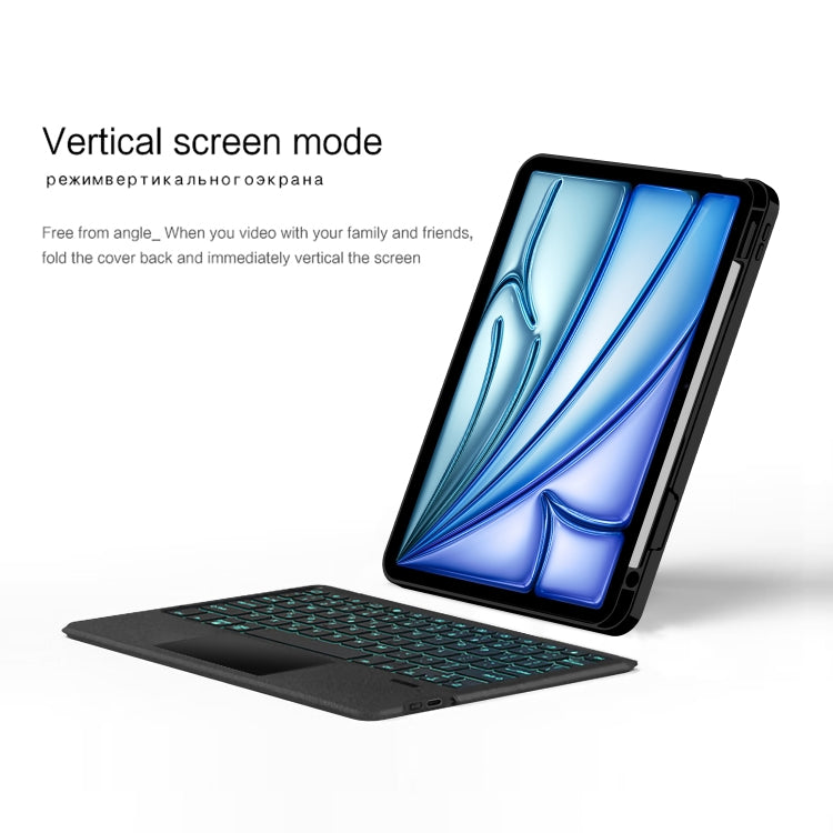 智能可拆卸觸控藍牙鍵盤皮革平板保護套帶背光/筆槽，適用於 iPad Pro 13 2024，iPad Air 13 2024，iPad Air 11 2024，iPad Pro 11 2024，iPad 10.9 2022，iPad 10.2 2021，iPad mini 6