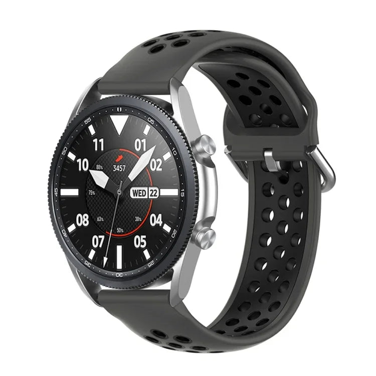 矽膠運動雙色錶帶，尺寸：自由尺寸 20mm，適用於 Galaxy Watch 3 41mm