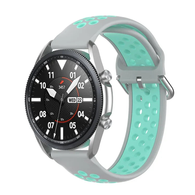 矽膠運動雙色錶帶，尺寸：自由尺寸 20mm，適用於 Galaxy Watch 3 41mm