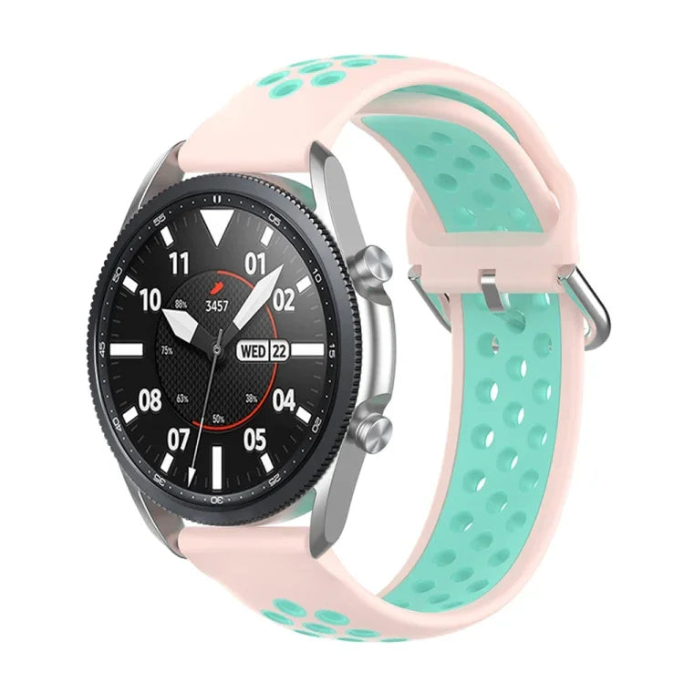 矽膠運動雙色錶帶，尺寸：自由尺寸 20mm，適用於 Galaxy Watch 3 41mm