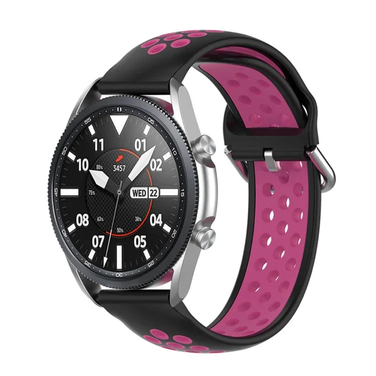 矽膠運動雙色錶帶，尺寸：自由尺寸 20mm，適用於 Galaxy Watch 3 41mm