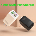 150W 4 x USB + 2 x USB-C / Type-C 多埠快速充電器，歐規插頭，美規插頭，英規插頭