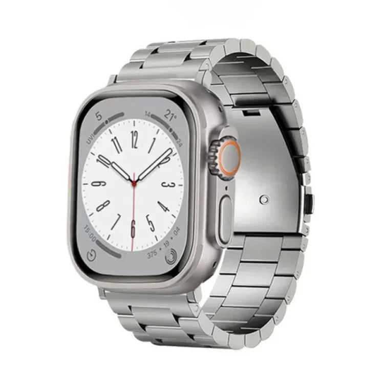 三珠平面扣鈦合金錶帶，適用於 Apple Watch Series 5 44mm、Apple Watch Series 5 40mm、Apple Watch Series 4 44mm、Apple Watch Series 4 40mm、Apple Watch Series 3 38mm、Apple Watch Series 3 42mm