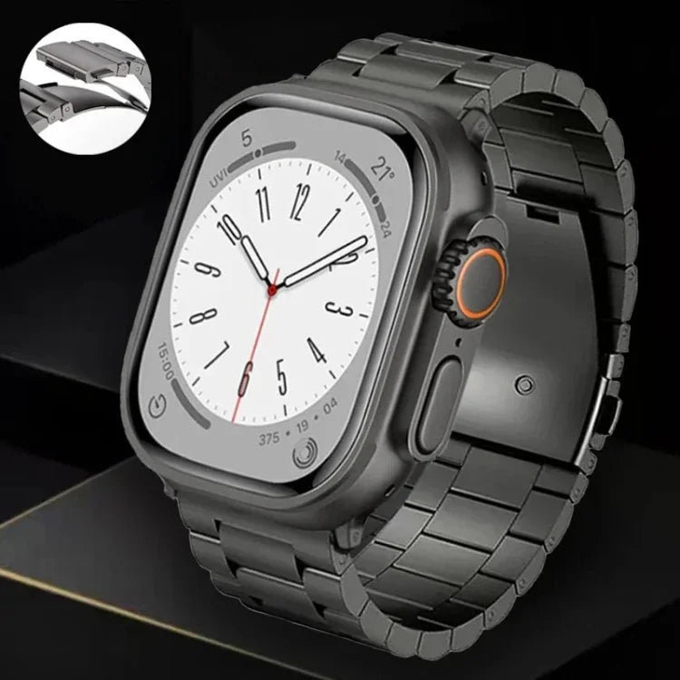 三珠平面扣鈦合金錶帶，適用於 Apple Watch Series 5 44mm、Apple Watch Series 5 40mm、Apple Watch Series 4 44mm、Apple Watch Series 4 40mm、Apple Watch Series 3 38mm、Apple Watch Series 3 42mm