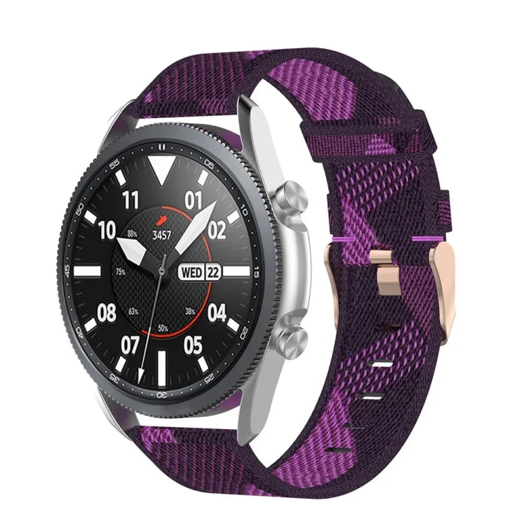 織紋尼龍質感錶帶，尺寸：自由尺寸 22mm，適用於 Galaxy Watch 3 45mm