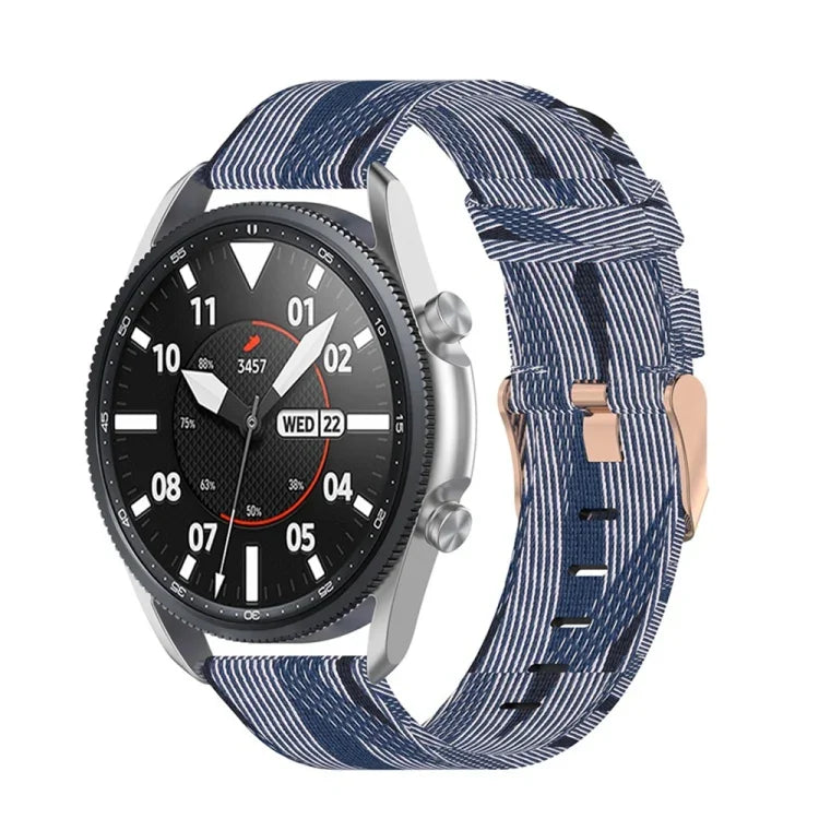 織紋尼龍質感錶帶，尺寸：自由尺寸 22mm，適用於 Galaxy Watch 3 45mm