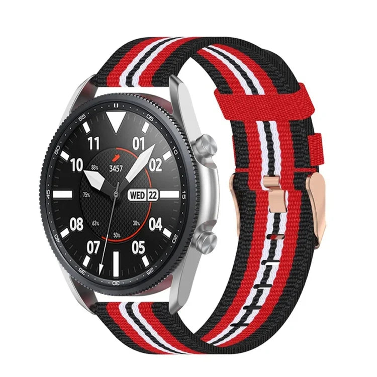 織紋尼龍質感錶帶，尺寸：自由尺寸 22mm，適用於 Galaxy Watch 3 45mm