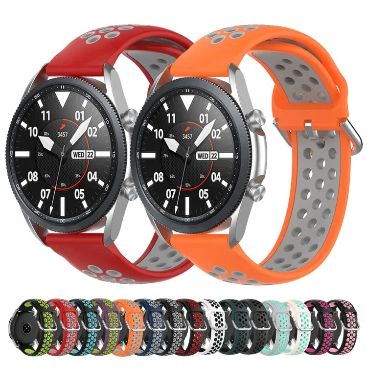 矽膠運動純色錶帶，尺寸：自由尺寸 22mm，適用於 Galaxy Watch 3 45mm