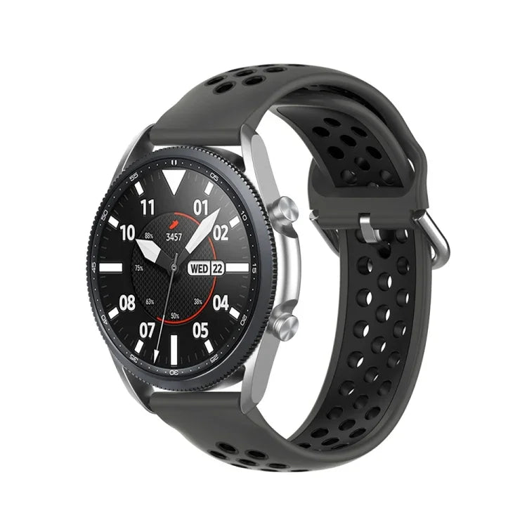 矽膠運動雙色錶帶，尺寸：22mm，適用於 Galaxy Watch 3 45mm