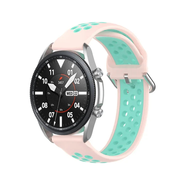 矽膠運動雙色錶帶，尺寸：22mm，適用於 Galaxy Watch 3 45mm