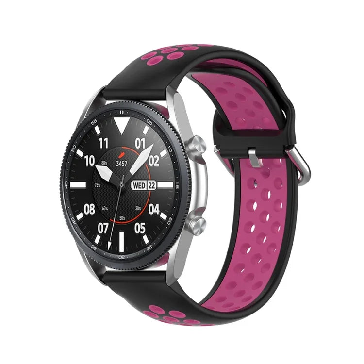 矽膠運動雙色錶帶，尺寸：22mm，適用於 Galaxy Watch 3 45mm