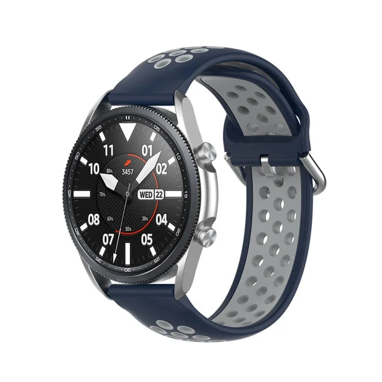 矽膠運動雙色錶帶，尺寸：22mm，適用於 Galaxy Watch 3 45mm