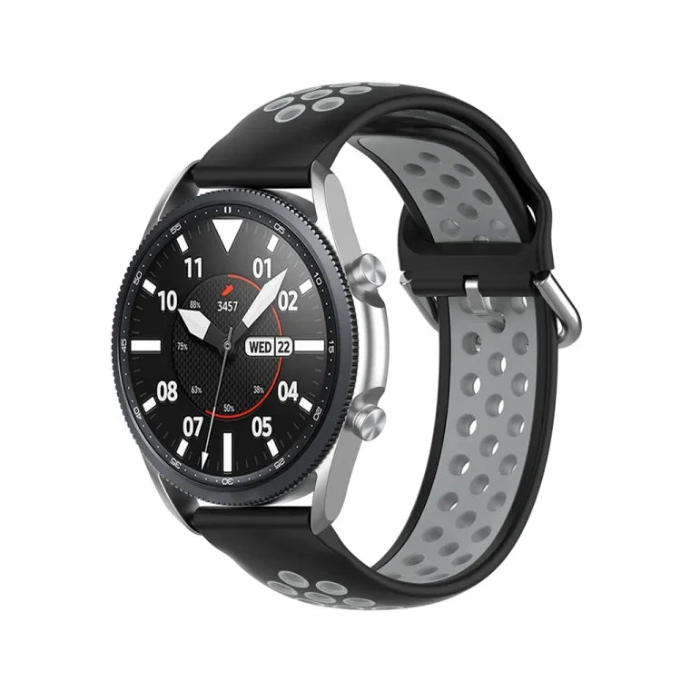 矽膠運動雙色錶帶，尺寸：22mm，適用於 Galaxy Watch 3 45mm
