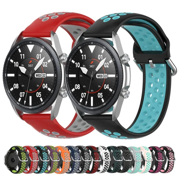 矽膠運動雙色錶帶，尺寸：22mm，適用於 Galaxy Watch 3 45mm