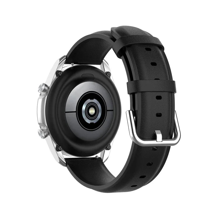 圓尾皮革錶帶，尺寸：自由尺寸 22mm，適用於 Galaxy Watch 3 45mm