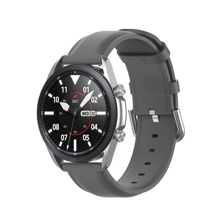 圓尾皮革錶帶，尺寸：自由尺寸 22mm，適用於 Galaxy Watch 3 45mm