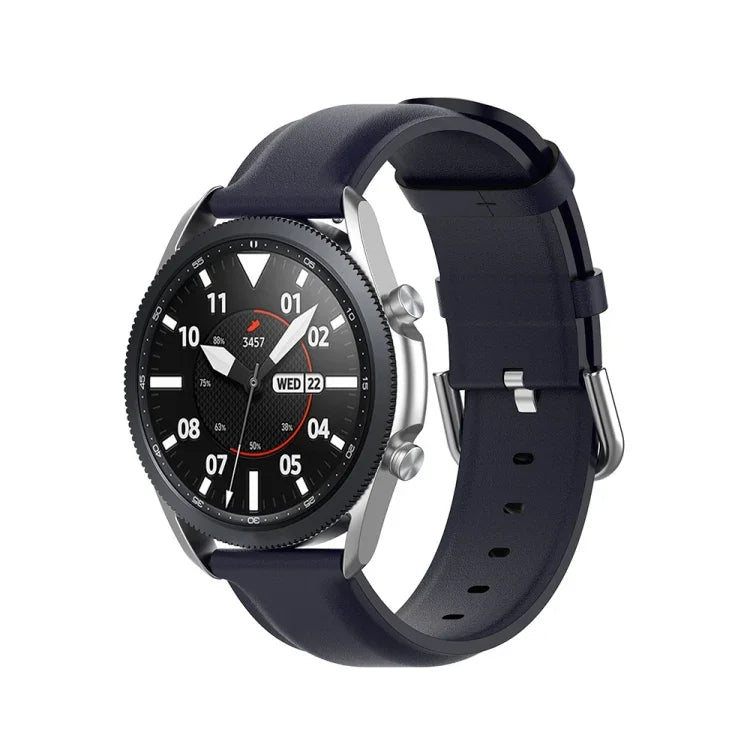 圓尾皮革錶帶，尺寸：自由尺寸 22mm，適用於 Galaxy Watch 3 45mm