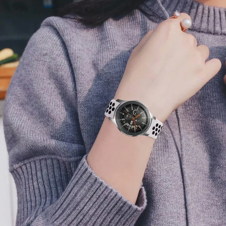 適用於 Samsung Gear S4 Active 22mm 雙色矽膠替換錶帶