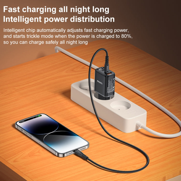 Yesido YC69 30W USB + 雙 USB-C / Type-C 數字顯示充電器，規格：EU 插頭，YC69