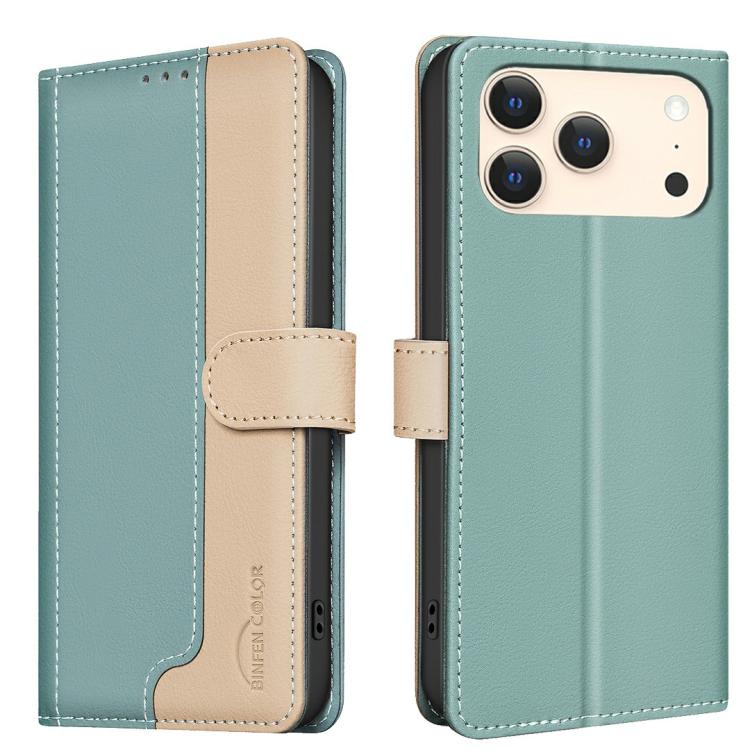 配色 RFID 防盜皮革手機殼，適用於 iPhone 17e / 16e、iPhone 17 Pro Max、iPhone 17 Pro、iPhone 17、iPhone Air、iPhone 16 Pro Max、iPhone 16 Pro、iPhone 16 Plus、iPhone 16