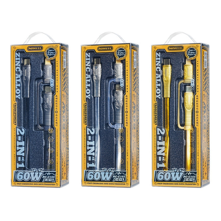 REMAX RC-C165 Prime 1.2米 60W Type-C 轉 Type-C + 8 Pin 編織快充線，RC-C165