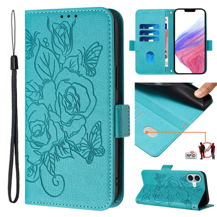 壓紋玫瑰 RFID 防盜皮革手機殼，適用於 iPhone 17 Pro Max、iPhone 17 Pro、iPhone 17、iPhone Air、iPhone SE 2024、iPhone 16 Pro Max、iPhone 16 Pro、iPhone 16 Plus