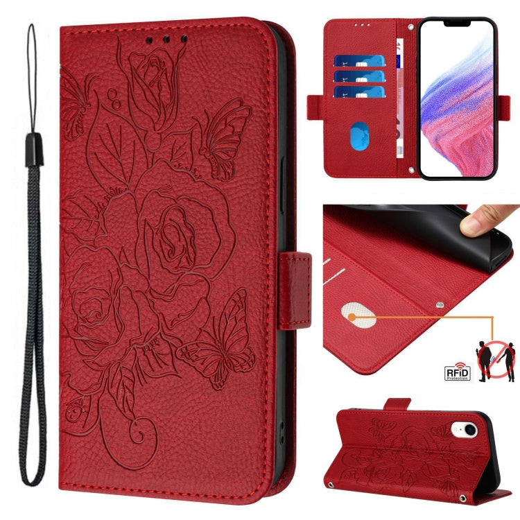 浮雕玫瑰 RFID 防盜皮革手機殼，適用於 iPhone 11 Pro Max、iPhone 11、iPhone 11 Pro、iPhone XS / X、iPhone XR、iPhone XS Max、iPhone 8 Plus / 7 Plus