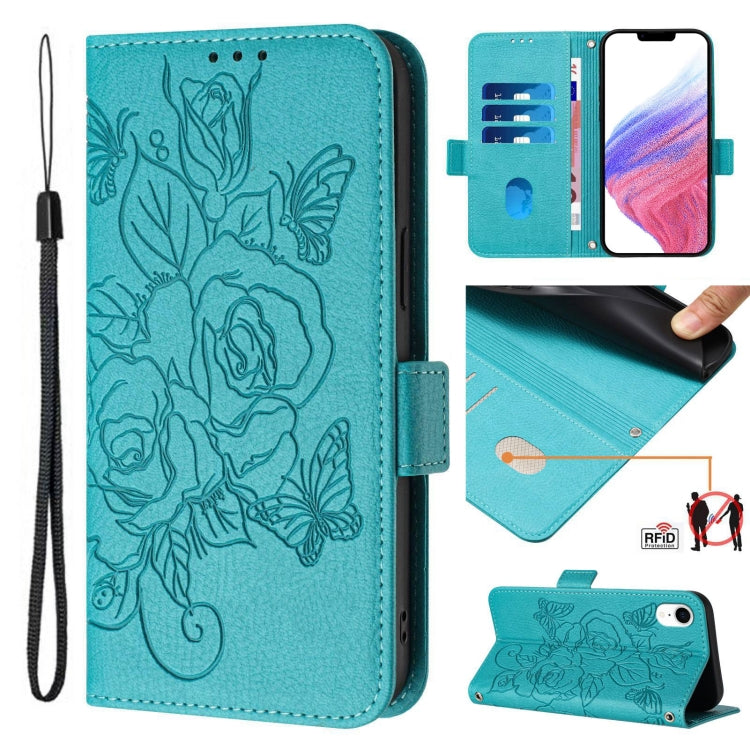 浮雕玫瑰 RFID 防盜皮革手機殼，適用於 iPhone 11 Pro Max、iPhone 11、iPhone 11 Pro、iPhone XS / X、iPhone XR、iPhone XS Max、iPhone 8 Plus / 7 Plus