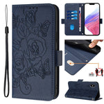 浮雕玫瑰 RFID 防盜皮革手機殼，適用於 iPhone 11 Pro Max、iPhone 11、iPhone 11 Pro、iPhone XS / X、iPhone XR、iPhone XS Max、iPhone 8 Plus / 7 Plus