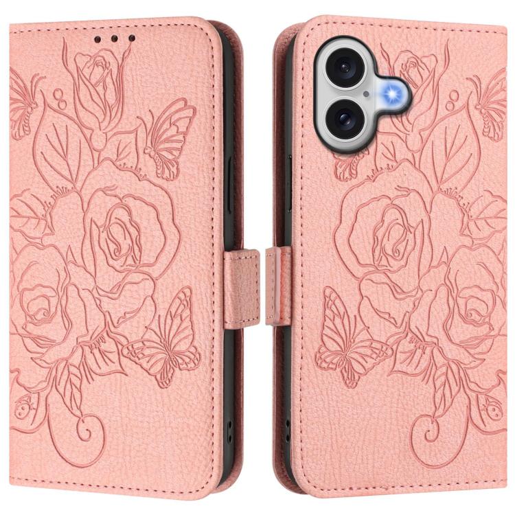 壓紋玫瑰 RFID 防盜皮革手機殼，適用於 iPhone 17 Pro Max、iPhone 17 Pro、iPhone 17、iPhone Air、iPhone SE 2024、iPhone 16 Pro Max、iPhone 16 Pro、iPhone 16 Plus