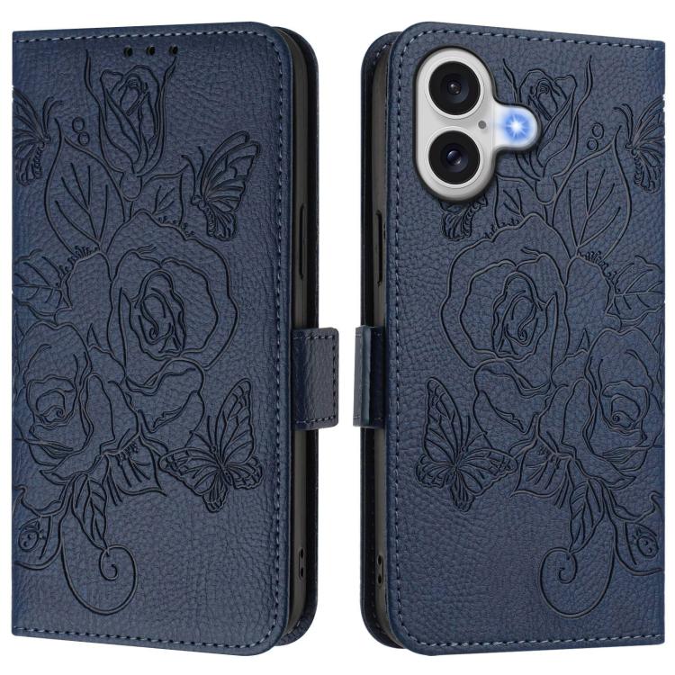 壓紋玫瑰 RFID 防盜皮革手機殼，適用於 iPhone 17 Pro Max、iPhone 17 Pro、iPhone 17、iPhone Air、iPhone SE 2024、iPhone 16 Pro Max、iPhone 16 Pro、iPhone 16 Plus