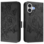 壓紋玫瑰 RFID 防盜皮革手機殼，適用於 iPhone 17 Pro Max、iPhone 17 Pro、iPhone 17、iPhone Air、iPhone SE 2024、iPhone 16 Pro Max、iPhone 16 Pro、iPhone 16 Plus