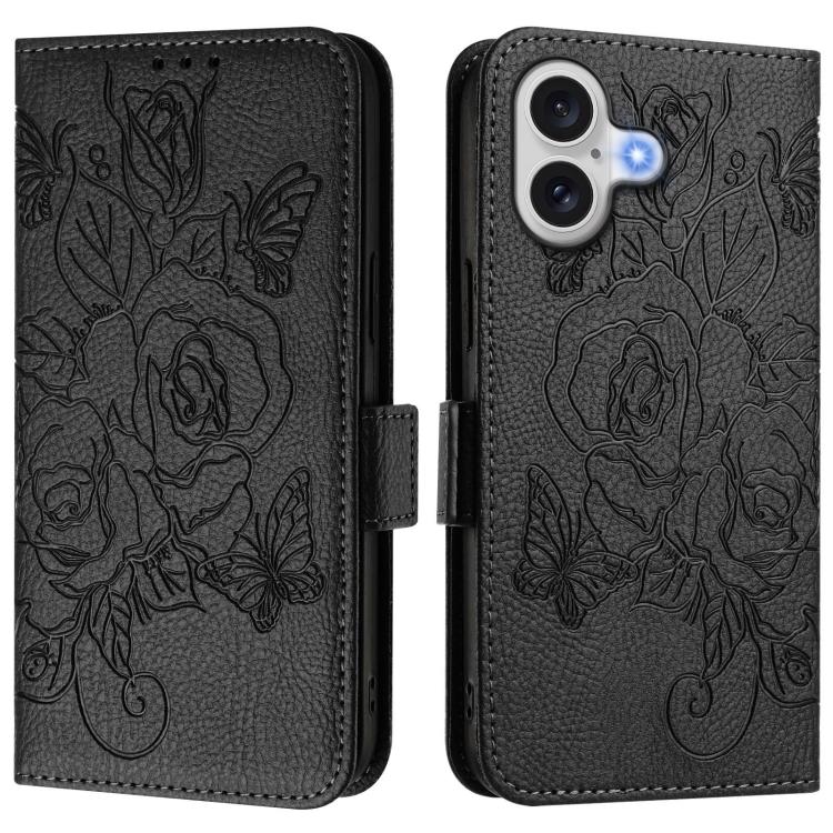 壓紋玫瑰 RFID 防盜皮革手機殼，適用於 iPhone 17 Pro Max、iPhone 17 Pro、iPhone 17、iPhone Air、iPhone SE 2024、iPhone 16 Pro Max、iPhone 16 Pro、iPhone 16 Plus