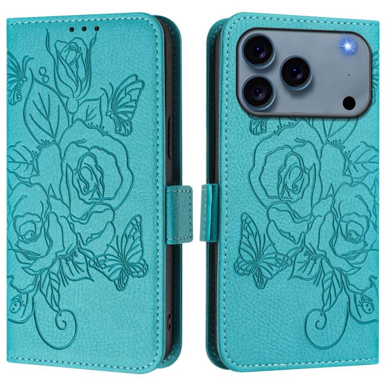 壓紋玫瑰 RFID 防盜皮革手機殼，適用於 iPhone 17 Pro Max、iPhone 17 Pro、iPhone 17、iPhone Air、iPhone SE 2024、iPhone 16 Pro Max、iPhone 16 Pro、iPhone 16 Plus