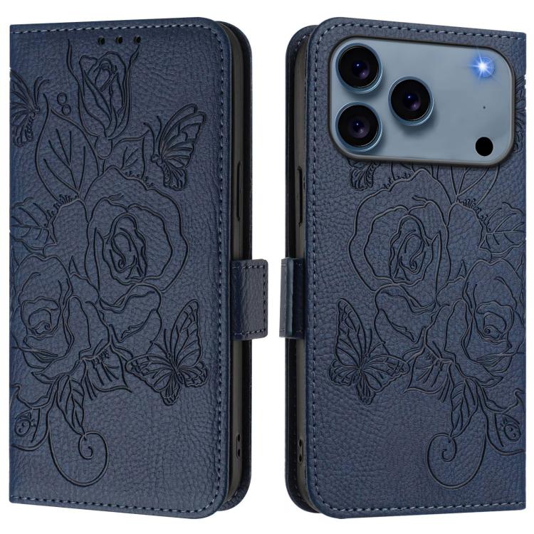 壓紋玫瑰 RFID 防盜皮革手機殼，適用於 iPhone 17 Pro Max、iPhone 17 Pro、iPhone 17、iPhone Air、iPhone SE 2024、iPhone 16 Pro Max、iPhone 16 Pro、iPhone 16 Plus