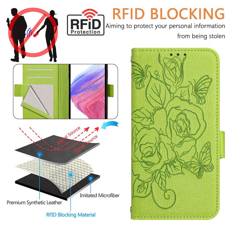 壓紋玫瑰 RFID 防盜皮革手機殼，適用於 iPhone 17 Pro Max、iPhone 17 Pro、iPhone 17、iPhone Air、iPhone SE 2024、iPhone 16 Pro Max、iPhone 16 Pro、iPhone 16 Plus