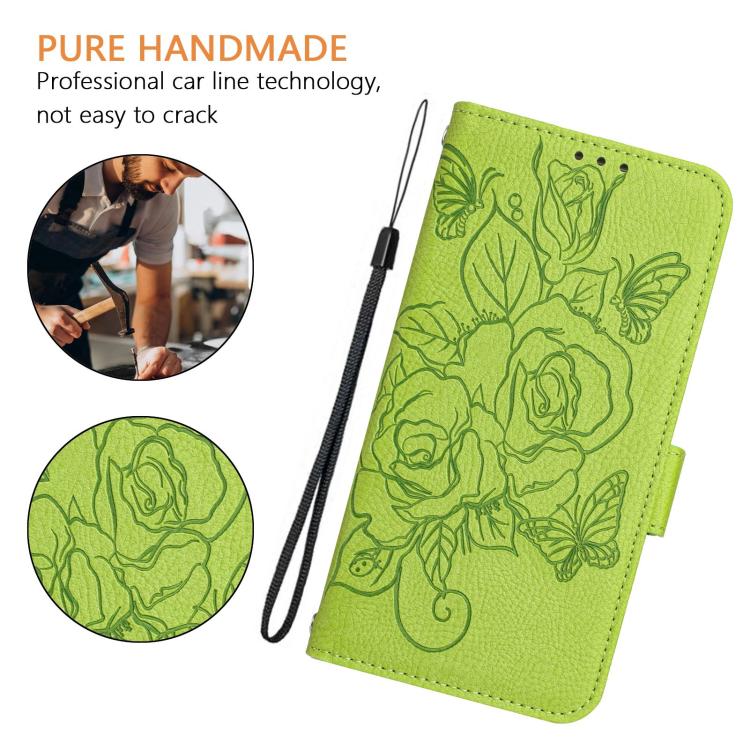 壓紋玫瑰 RFID 防盜皮革手機殼，適用於 iPhone 17 Pro Max、iPhone 17 Pro、iPhone 17、iPhone Air、iPhone SE 2024、iPhone 16 Pro Max、iPhone 16 Pro、iPhone 16 Plus