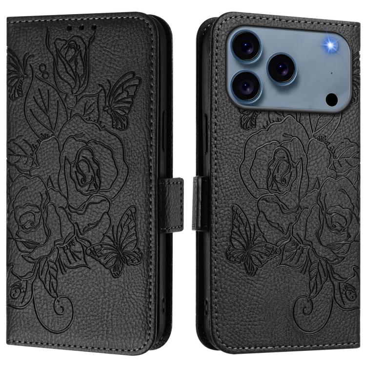 壓紋玫瑰 RFID 防盜皮革手機殼，適用於 iPhone 17 Pro Max、iPhone 17 Pro、iPhone 17、iPhone Air、iPhone SE 2024、iPhone 16 Pro Max、iPhone 16 Pro、iPhone 16 Plus
