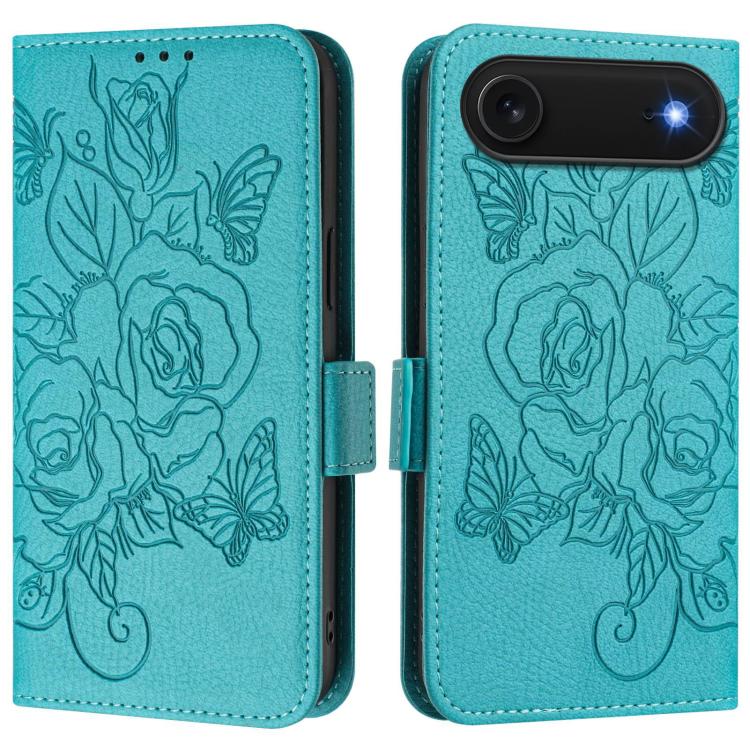 壓紋玫瑰 RFID 防盜皮革手機殼，適用於 iPhone 17 Pro Max、iPhone 17 Pro、iPhone 17、iPhone Air、iPhone SE 2024、iPhone 16 Pro Max、iPhone 16 Pro、iPhone 16 Plus
