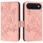 壓紋玫瑰 RFID 防盜皮革手機殼，適用於 iPhone 17 Pro Max、iPhone 17 Pro、iPhone 17、iPhone Air、iPhone SE 2024、iPhone 16 Pro Max、iPhone 16 Pro、iPhone 16 Plus