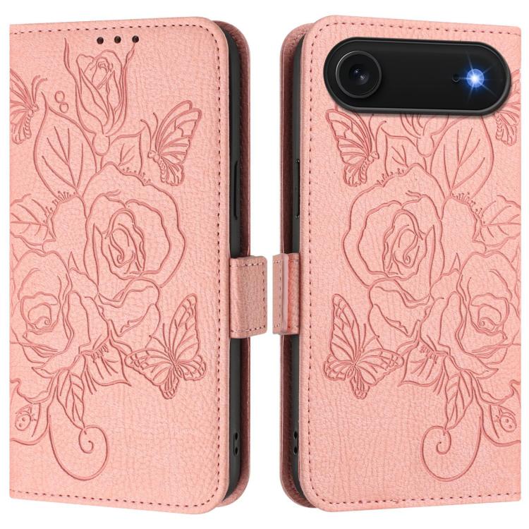 壓紋玫瑰 RFID 防盜皮革手機殼，適用於 iPhone 17 Pro Max、iPhone 17 Pro、iPhone 17、iPhone Air、iPhone SE 2024、iPhone 16 Pro Max、iPhone 16 Pro、iPhone 16 Plus