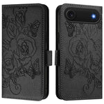 壓紋玫瑰 RFID 防盜皮革手機殼，適用於 iPhone 17 Pro Max、iPhone 17 Pro、iPhone 17、iPhone Air、iPhone SE 2024、iPhone 16 Pro Max、iPhone 16 Pro、iPhone 16 Plus