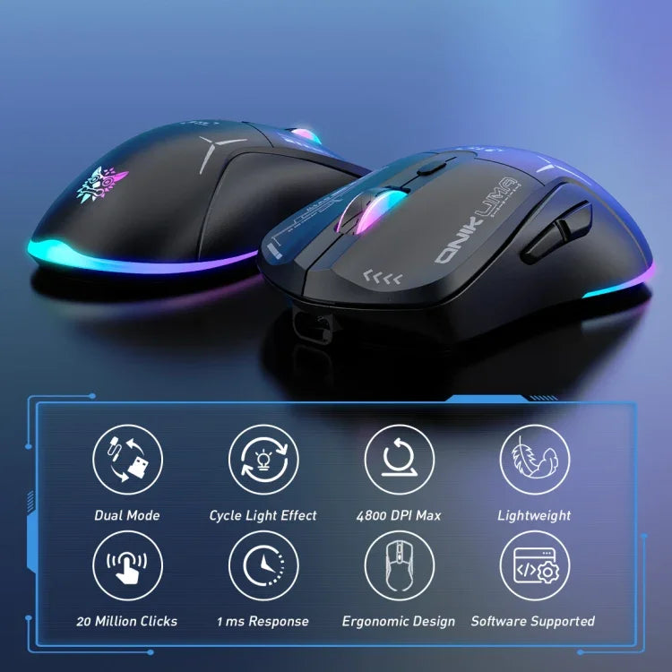 ONIKUMA CW917 RGB 4800DPI雙模有線+2.4GHz無線滑鼠，CW917（黑色），CW917（白色）
