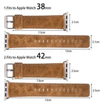 圓尾復古瘋馬紋真皮替換錶帶，適用於Apple Watch 5 & 4 44mm / 3 & 2 & 1 42mm，適用於Apple Watch Series 7 41mm / 6 & SE & 5 & 4 40mm / 3 & 2 & 1 38mm