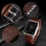 圓尾復古瘋馬紋真皮替換錶帶，適用於Apple Watch 5 & 4 44mm / 3 & 2 & 1 42mm，適用於Apple Watch Series 7 41mm / 6 & SE & 5 & 4 40mm / 3 & 2 & 1 38mm